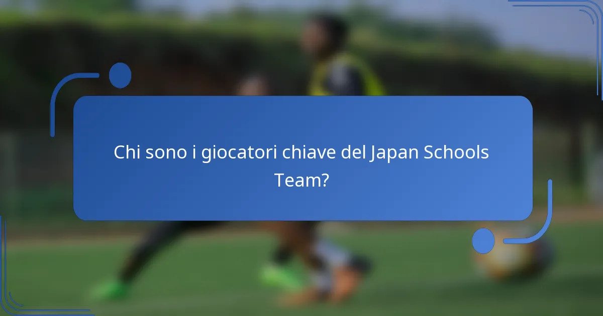 Chi sono i giocatori chiave del Japan Schools Team?