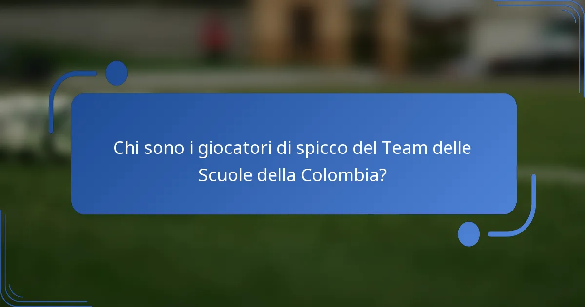 Chi sono i giocatori di spicco del Team delle Scuole della Colombia?
