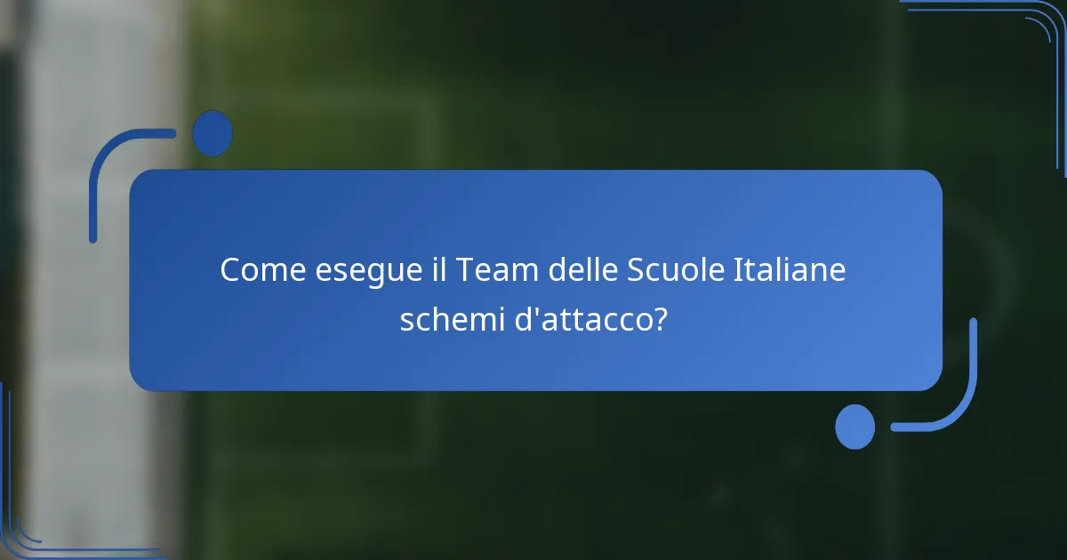Come esegue il Team delle Scuole Italiane schemi d'attacco?