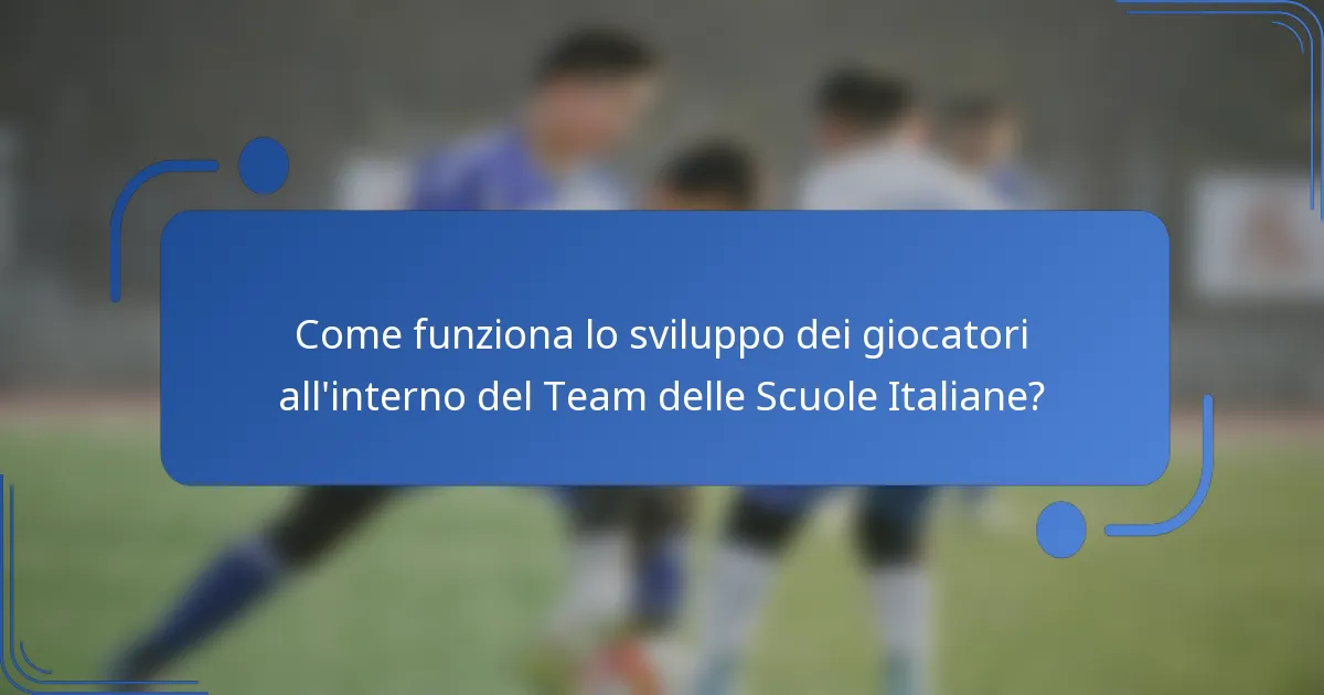 Come funziona lo sviluppo dei giocatori all'interno del Team delle Scuole Italiane?