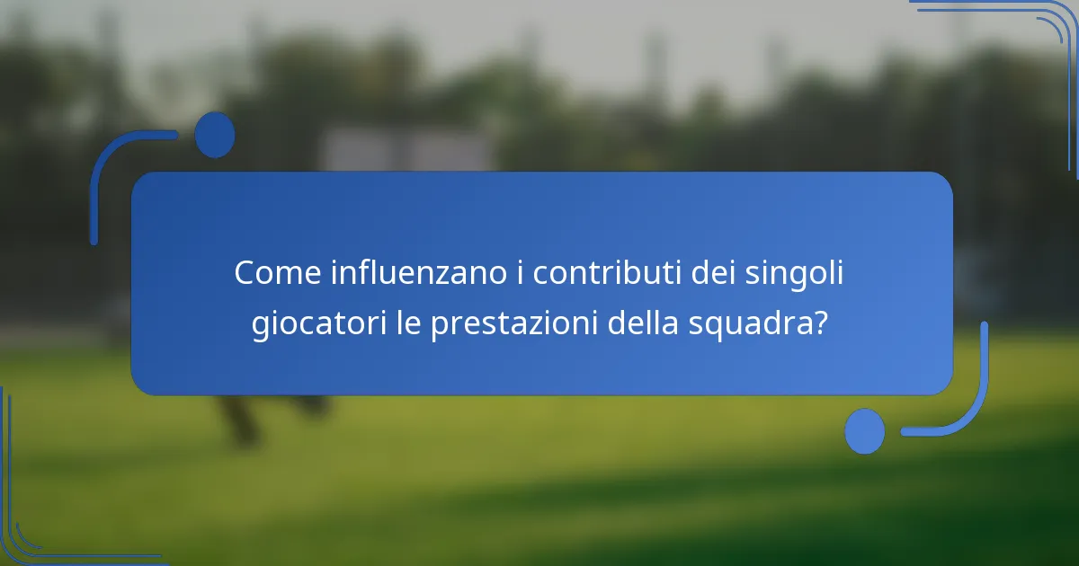 Come influenzano i contributi dei singoli giocatori le prestazioni della squadra?