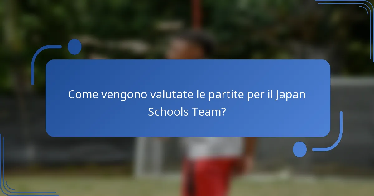 Come vengono valutate le partite per il Japan Schools Team?