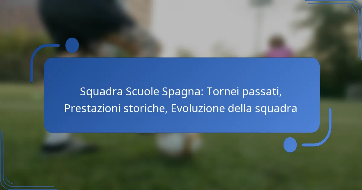 Squadra Scuole Spagna: Tornei passati, Prestazioni storiche, Evoluzione della squadra