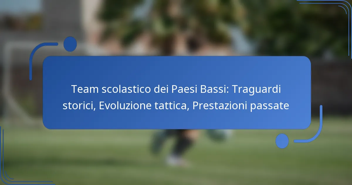 Team scolastico dei Paesi Bassi: Traguardi storici, Evoluzione tattica, Prestazioni passate