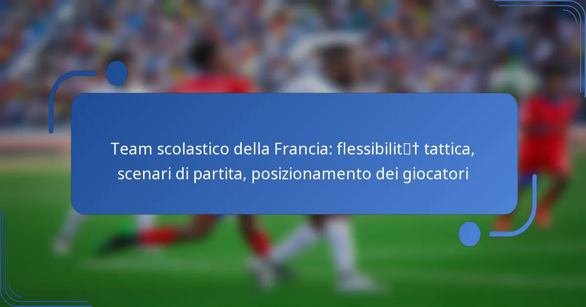 Team scolastico della Francia: flessibilità tattica, scenari di partita, posizionamento dei giocatori