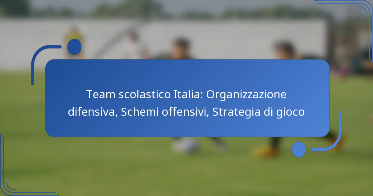 Team scolastico Italia: Organizzazione difensiva, Schemi offensivi, Strategia di gioco