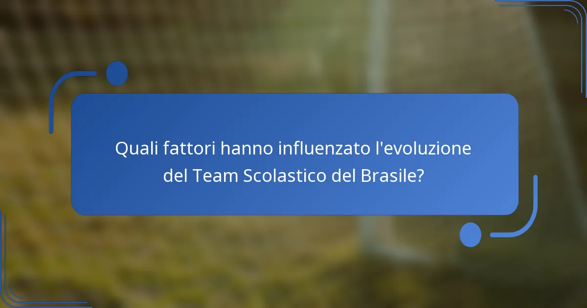 Quali fattori hanno influenzato l'evoluzione del Team Scolastico del Brasile?