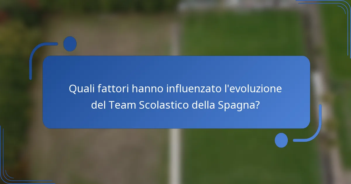 Quali fattori hanno influenzato l'evoluzione del Team Scolastico della Spagna?
