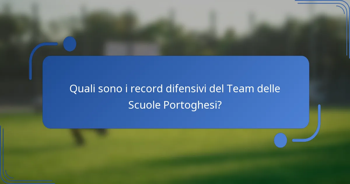 Quali sono i record difensivi del Team delle Scuole Portoghesi?