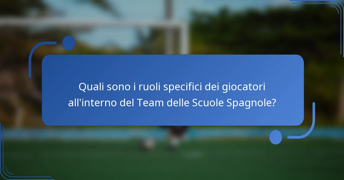 Quali sono i ruoli specifici dei giocatori all'interno del Team delle Scuole Spagnole?