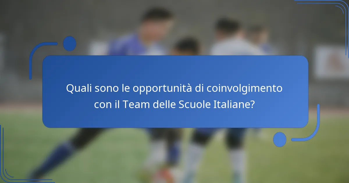 Quali sono le opportunità di coinvolgimento con il Team delle Scuole Italiane?