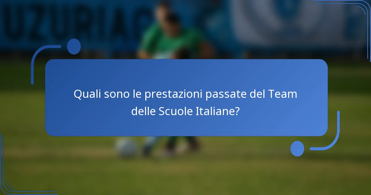 Quali sono le prestazioni passate del Team delle Scuole Italiane?