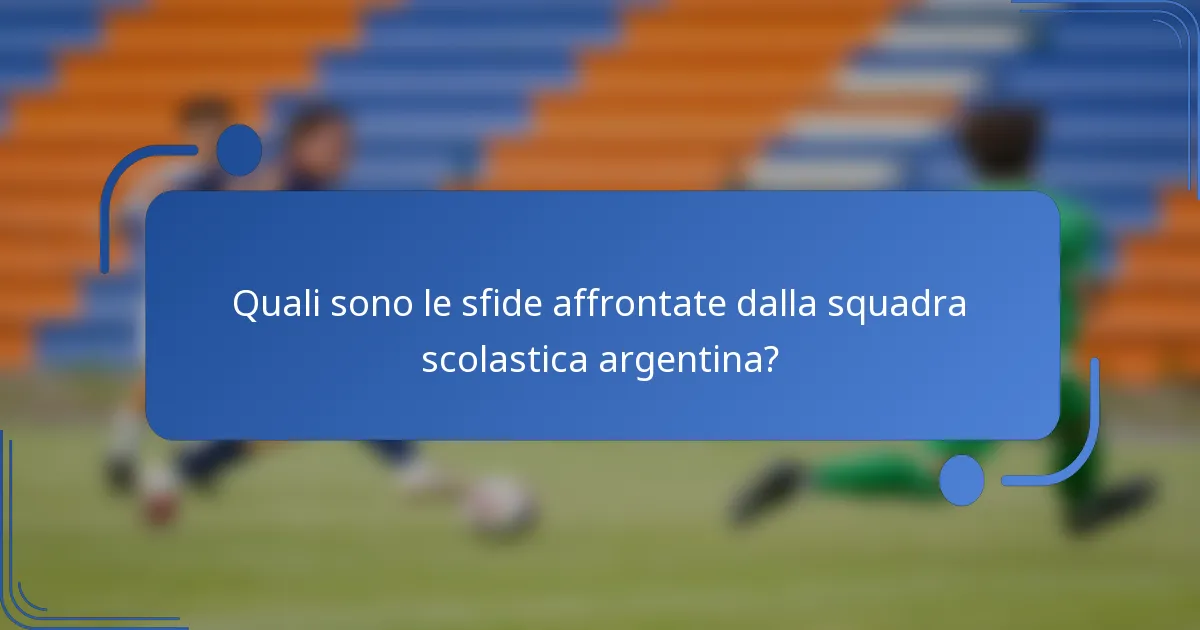 Quali sono le sfide affrontate dalla squadra scolastica argentina?
