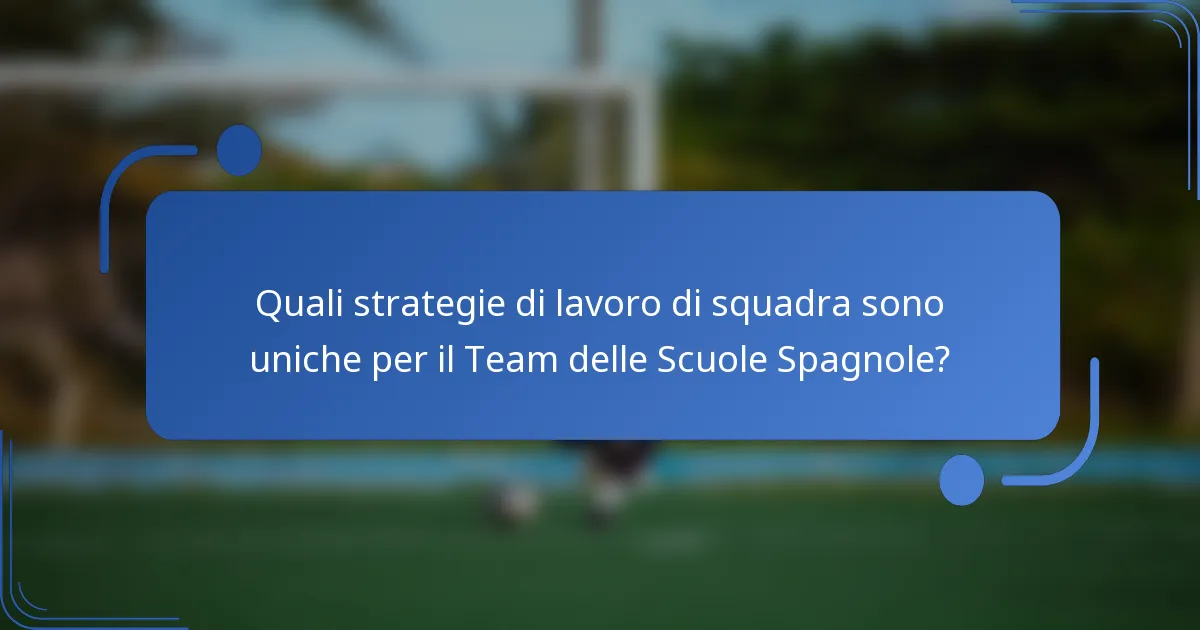 Quali strategie di lavoro di squadra sono uniche per il Team delle Scuole Spagnole?